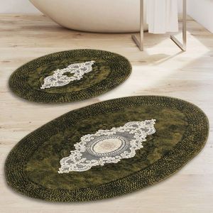 Set covorase de baie 2 piese, Alanur Home, ALN_E4_787, Poliester, Verde imagine