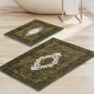Set covorase de baie 2 piese, Alanur Home, ALN_E4_817-İHRACAT000012, Poliester, Verde imagine