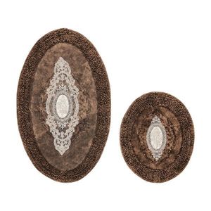 Set covorase de baie 2 piese, Alanur Home, Crown, Bumbac, Maro imagine