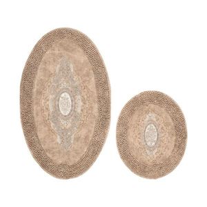 Set covorase de baie 2 piese, Alanur Home, Crown, Bumbac, Maro deschis imagine