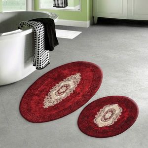 Set covoraș de baie (3 bucăți), Alanur Home, ALN_E4_782, Poliester, Rosu claret imagine