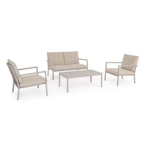 Set mobilier pentru gradina/terasa 4 piese Konnor, Bizzotto, aluminiu/tesatura impermeabila Ofelin, bej rastin imagine