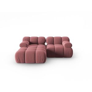Coltar modular stanga 3 locuri, Bellis-51, Micadoni Home, 188x155x70 cm, catifea, roz imagine