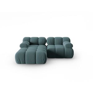 Coltar modular stanga 3 locuri, Bellis-51, Micadoni Home, 188x155x70 cm, catifea, turcoaz imagine