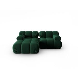 Coltar modular stanga 3 locuri, Bellis-51, Micadoni Home, 188x155x70 cm, catifea, verde bottle imagine
