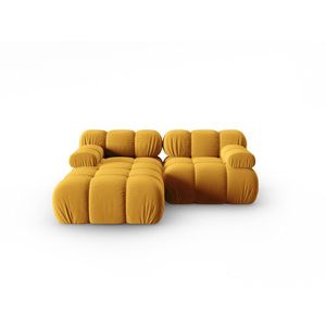 Coltar modular stanga 3 locuri, Bellis-51, Micadoni Home, 188x155x70 cm, catifea, galben imagine