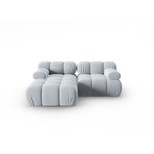 Coltar modular stanga 3 locuri, Bellis-51, Micadoni Home, 188x155x70 cm, catifea, albastru deschis imagine