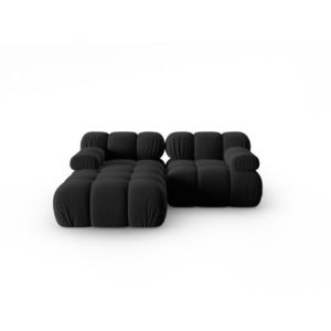 Coltar modular stanga 3 locuri, Bellis-51, Micadoni Home, 188x155x70 cm, catifea, negru imagine
