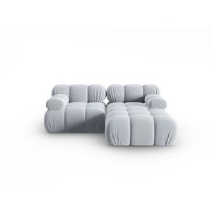 Coltar modular dreapta 3 locuri, Bellis-51, Micadoni Home, 188x155x70 cm, catifea, albastru deschis imagine