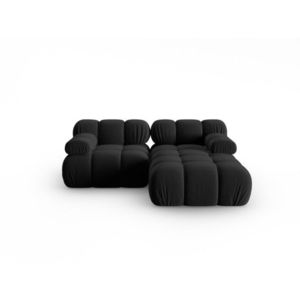 Coltar modular dreapta 3 locuri, Bellis-51, Micadoni Home, 188x155x70 cm, catifea, negru imagine