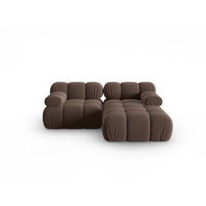 Coltar modular dreapta 3 locuri, Bellis-51, Micadoni Home, 188x155x70 cm, catifea, maro inchis imagine