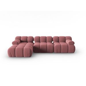 Coltar modular stanga 4 locuri, Bellis-51, Micadoni Home, 282x155x70 cm, catifea, roz imagine