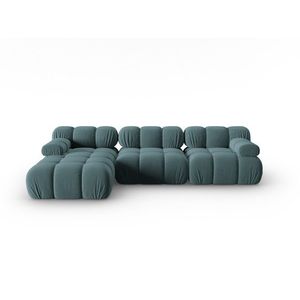 Coltar modular stanga 4 locuri, Bellis-51, Micadoni Home, 282x155x70 cm, catifea, turcoaz imagine