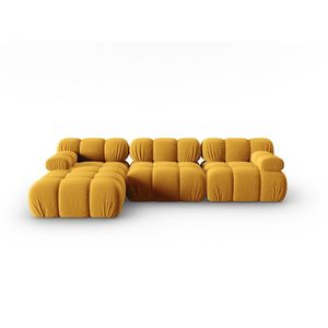 Coltar modular stanga 4 locuri, Bellis-51, Micadoni Home, 282x155x70 cm, catifea, galben imagine