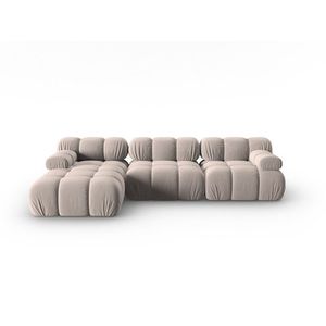 Coltar modular stanga 4 locuri, Bellis-51, Micadoni Home, 282x155x70 cm, catifea, cappuccino imagine