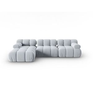 Coltar modular stanga 4 locuri, Bellis-51, Micadoni Home, 282x155x70 cm, catifea, albastru deschis imagine