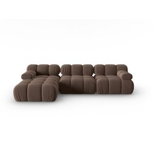 Coltar modular stanga 4 locuri, Bellis-51, Micadoni Home, 282x155x70 cm, catifea, maro inchis imagine