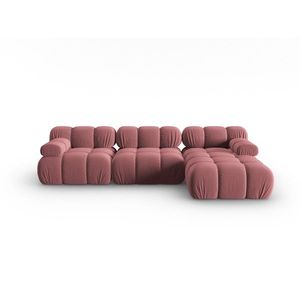Coltar modular dreapta 4 locuri, Bellis-51, Micadoni Home, 282x155x70 cm, catifea, roz imagine