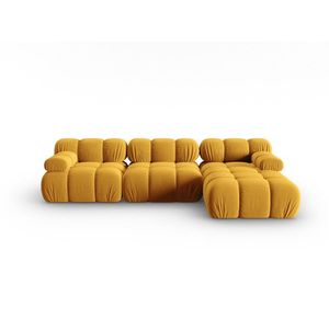 Coltar modular dreapta 4 locuri, Bellis-51, Micadoni Home, 282x155x70 cm, catifea, galben imagine