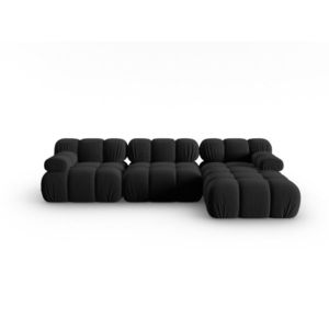 Coltar modular dreapta 4 locuri, Bellis-51, Micadoni Home, 282x155x70 cm, catifea, negru imagine