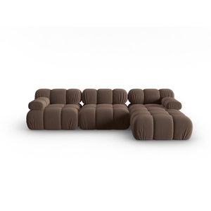 Coltar modular dreapta 4 locuri, Bellis-51, Micadoni Home, 282x155x70 cm, catifea, maro inchis imagine
