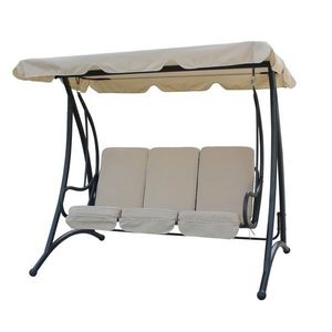 Balansoar leagan cu umbrela, 3 locuri, Heinner, STBL001, gradina/terasa, otel si poliester, 201 x 120 x 172 cm , crem imagine