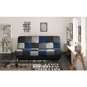 Canapea extensibila 3 locuri, ELTAP, Cayo, 192x90x90 cm, lemn/poliester, negru/albastru imagine