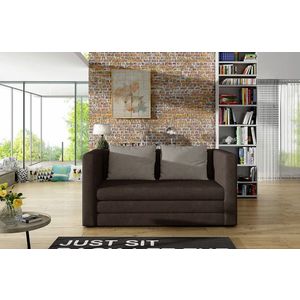 Canapea extensibila 2 locuri, ELTAP, Neva, 132x70x62 cm, lemn/poliester, maro inchis imagine