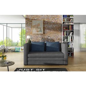 Canapea extensibila 2 locuri, ELTAP, Neva, 132x70x62 cm, lemn/poliester, gri inchis/albastru imagine