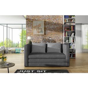 Canapea extensibila 2 locuri, ELTAP, Neva, 132x70x62 cm, lemn/poliester, gri imagine