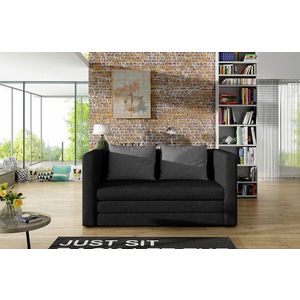 Canapea extensibila 2 locuri, ELTAP, Neva, 132x70x62 cm, lemn/poliester, negru/gri imagine