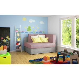 Canapea extensibila 2 locuri, ELTAP, Rosa, 104x75x60 cm, lemn/poliester, roz/gri imagine