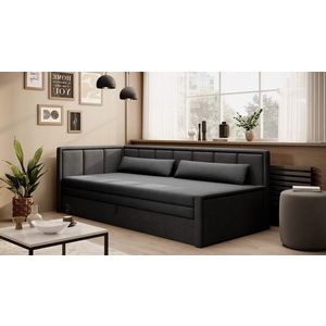 Canapea extensibila brat stanga 3 locuri, ELTAP, Fulgeo, 214x82x77 cm, lemn/catifea din poliester, gri inchis imagine