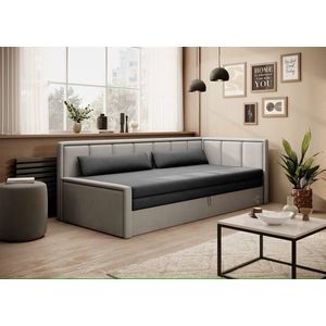 Canapea extensibila brat dreapta 3 locuri, ELTAP, Fulgeo, 214x82x77 cm, lemn/catifea din poliester, gri inchis/gri deschis imagine
