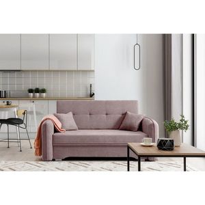 Canapea extensibila 3 locuri, ELTAP, Laine, 155x105x75 cm, lemn/poliester, roz imagine