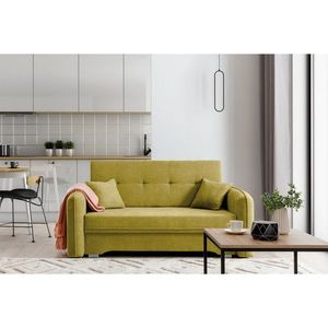 Canapea extensibila 3 locuri, ELTAP, Laine, 155x105x75 cm, lemn/poliester, galben imagine