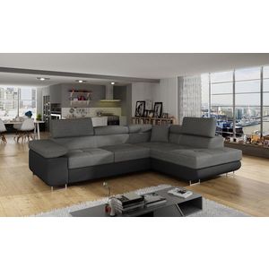 Coltar extensibil dreapta 4 locuri, ELTAP, Anton, 272x203x85 cm, lemn/poliester, gri/negru imagine