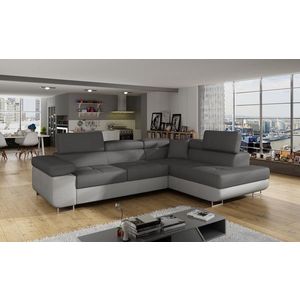 Coltar extensibil dreapta 4 locuri, ELTAP, Anton, 272x203x85 cm, lemn/poliester, gri inchis/gri deschis imagine