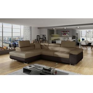 Coltar extensibil stanga 4 locuri, ELTAP, Anton, 272x203x85 cm, lemn/poliester, maro/maro inchis imagine