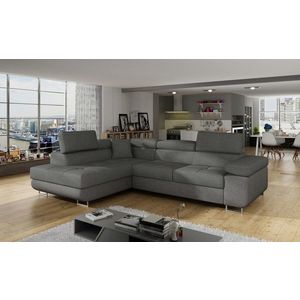 Coltar extensibil stanga 4 locuri, ELTAP, Anton, 272x203x85 cm, lemn/poliester, gri inchis imagine