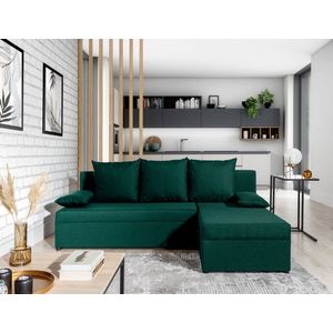 Coltar extensibil reversibil 3 locuri, ELTAP, Gino, 201x143x90 cm, lemn/poliester, verde inchis imagine