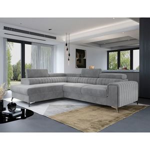 Coltar extensibil stanga 4 locuri, ELTAP, Lau-01, Laurence, 278x205x92 cm, lemn/poliester, gri deschis imagine