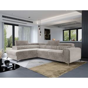 Coltar extensibil stanga 4 locuri, ELTAP, Lau-16, Laurence, 278x205x92 cm, lemn/poliester, bej deschis imagine