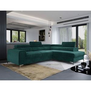 Coltar extensibil dreapta 4 locuri, ELTAP, Lau-35, Laurence, 278x205x92 cm, lemn/poliester, verde imagine