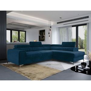 Coltar extensibil dreapta 4 locuri, ELTAP, Lau-36, Laurence, 278x205x92 cm, lemn/poliester, albastru inchis imagine