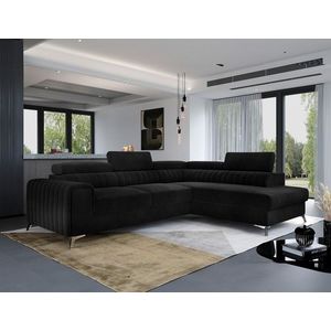 Coltar extensibil dreapta 4 locuri, ELTAP, Lau-39, Laurence, 278x205x92 cm, lemn/poliester, negru imagine