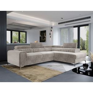 Coltar extensibil dreapta 4 locuri, ELTAP, Lau-40, Laurence, 278x205x92 cm, lemn/poliester, bej deschis imagine