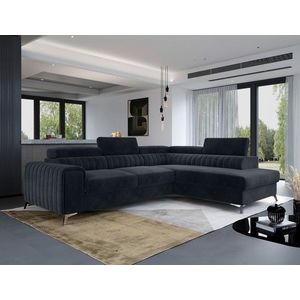 Coltar extensibil dreapta 4 locuri, ELTAP, Lau-42, Laurence, 278x205x92 cm, lemn/poliester, gri inchis imagine