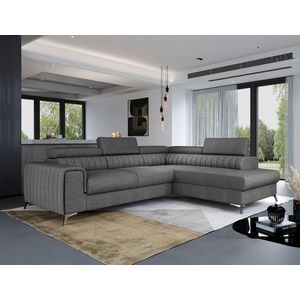 Coltar extensibil dreapta 4 locuri, ELTAP, Lau-43, Laurence, 278x205x92 cm, lemn/poliester, gri inchis imagine