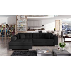 Coltar extensibil stanga 4 locuri, ELTAP, Sorento, 296x194x78 cm, lemn/poliester, negru imagine